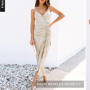 VICI- Give Them Kindness Floral Ruched Midi Dress